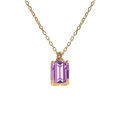 Collier argent dor&eacute; pendentif rectangulaire oxyde violet r&eacute;glable 42 &agrave; 44cm