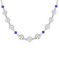 Colliers sur Artemare : Collier argent rhodi&eacute; motifs arbre de vie et perles bleues r&eacute;glable 42 &agrave; 45cm