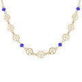 Colliers sur Artemare : Collier argent dor&eacute; motifs arbre de vie et perles bleues r&eacute;glable 42 &agrave; 45cm