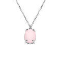Colliers sur Artemare : Collier argent rhodi&eacute; pendentif ovale oxyde 10 x 7.5mm rose opaque r&eacute;glable 42 &agrave; 45cm