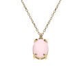 Colliers sur Artemare : Collier argent dor&eacute; pendentif ovale oxyde 10 x 7.5mm rose opaque r&eacute;glable 42 &agrave; 45cm