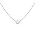 Collier solitaire argent rhodi&eacute; oxyde blanc 5mm sertis 6 griffes r&eacute;glable 38 &agrave; 42cm