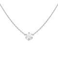 Collier solitaire argent rhodi&eacute; oxyde blanc 6mm sertis 6 griffes r&eacute;glable 38 &agrave; 42cm