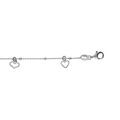 Chaine sur Artemare : Cha&icirc;ne cheville argent rhodi&eacute; pampilles coeurs lisses et givr&eacute;s r&eacute;glable 23 &agrave; 26cm