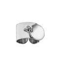 Bague anneau lisse en argent rhodi&eacute; de 12mm de large avec pastille ronde de 13mm