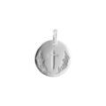 Pendentif argent rhodi&eacute; m&eacute;daille ronde 15mm avec croix et rameau