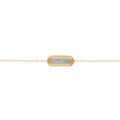 Bracelet acier dor&eacute; motif rectangle strass r&eacute;glable 16 &agrave; 19cm Artemare