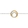 Bracelet acier dor&eacute; 2 anneaux et strass r&eacute;glable 16 &agrave; 20cm Artemare