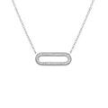 Collier acier rectangle bord arrondi et strass r&eacute;glable 40 &agrave; 45cm