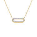 Collier acier dor&eacute; rectangle bord arrondi et strass r&eacute;glable 40 &agrave; 45cm