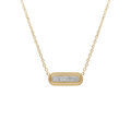 Collier acier dor&eacute; motif rectangle avec strass r&eacute;glable 40 &agrave; 45cm