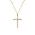 Collier acier dor&eacute; croix et strass r&eacute;glable 40 &agrave; 45cm Artemare