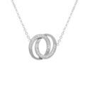 Collier acier double anneaux et strass r&eacute;glable 40 &agrave; 45cm Artemare
