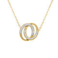 Collier acier dor&eacute; double anneaux et strass r&eacute;glable 40 &agrave; 45cm Artemare