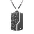 Colliers sur Artemare : Collier acier pendentif rectangulaire PVD noir 30 x 18mm pans arrondi r&eacute;glable 50 &agrave; 55cm