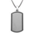 Collier acier pendentif rectangulaire 35 x 18mm rainur&eacute; pans arrondi r&eacute;glable 50 &agrave; 55cm Artemare