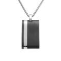 Collier acier pendentif rectangulaire 27 x 16mm PVD noir r&eacute;glable 50 &agrave; 55cm Artemare
