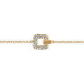 Bracelet plaqu&eacute; or carr&eacute; oxydes blancs sertis r&eacute;glable 16 &agrave; 18cm