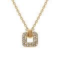 Colliers sur Artemare : Collier plaqu&eacute; or pendentif carr&eacute; oxydes blancs sertis r&eacute;glable 38 &agrave; 42cm