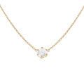 Collier solitaire plaqu&eacute; or oxyde blanc 6mm sertis 6 griffes r&eacute;glable 38 &agrave; 42cm