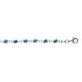 Bracelet en argent rhodi&eacute; boules oxydes bleu fonc&eacute; en cage 16+3cm