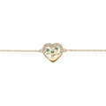 Bracelets sur Artemare : Bracelet en vermeil massif coeur contour oxydes blancs avec arbre de vie pierres vertes 16+3cm