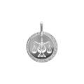 Pendentif en argent rhodi&eacute; m&eacute;daille 15mm zodiaque balance