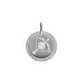 Pendentif en argent rhodi&eacute; m&eacute;daille 15mm zodiaque sagittaire Artemare