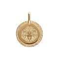 Pendentif en plaqu&eacute; or m&eacute;daille 15mm zodiaque lion