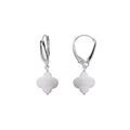 Boucles d'oreille tige en argent rhodi&eacute; tr&egrave;fle en verre facet&eacute; blanc