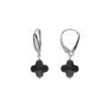 Boucles d'oreille sur Artemare : Boucles d'oreille tige en argent rhodi&eacute; tr&egrave;fle en verre facet&eacute; noir