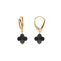 Boucles d'oreille sur Artemare : Boucles d'oreille tige en argent dor&eacute; tr&egrave;fle en verre facet&eacute; noir