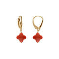 Boucles d'oreille sur Artemare : Boucles d'oreille tige en argent dor&eacute; tr&egrave;fle en verre facet&eacute; rouge