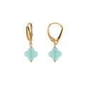 Boucles d'oreille tige en argent doré trèfle en verre faceté vert clair Boucles d'oreille sur Artemare : Boucles d'oreille tige en argent doré trèfle en verre faceté vert clair