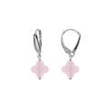 Boucles d'oreille sur Artemare : Boucles d'oreille tige en argent rhodi&eacute; tr&egrave;fle en verre facet&eacute; rose