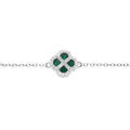 Bracelet en argent rhodi&eacute; motif tr&egrave;fle malachite v&eacute;ritable, contour oxydes blancs 16+3cm Artemare