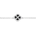 Bracelet en argent rhodi&eacute; tr&egrave;fle agate noire avec contour d'oxydes blancs 16+3cm Artemare