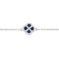 Bracelet en argent rhodi&eacute; tr&egrave;fle agate bleu fonc&eacute; avec contour d'oxydes blancs 16+3cm Artemare