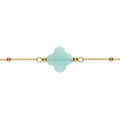 Bracelet en argent dor&eacute; cha&icirc;ne boules tr&egrave;fle en verre facet&eacute; vert clair 16+3cm Artemare