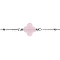 Bracelet en argent rhodi&eacute; cha&icirc;ne boules tr&egrave;fle en verre facet&eacute; rose 16+3cm Artemare