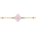 Bracelet en argent dor&eacute; cha&icirc;ne boules tr&egrave;fle en verre facet&eacute; rose 16+3cm Artemare