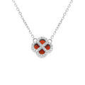 Colliers sur Artemare : Collier en argent rhodi&eacute; pendentif tr&egrave;fle agate rouge v&eacute;ritable contour oxydes blancs 40+5cm
