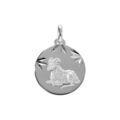 Pendentifs sur Artemare : Pendentif en argent rhodi&eacute; m&eacute;daille 15mm diamant&eacute;e zodiaque b&eacute;lier