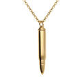Colliers sur Artemare : Collier en acier et PVD jaune avec pendentif balle de fusil (7 x 43mm), 55+5cm