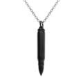 Collier en acier et PVD noir avec pendentif balle de fusil (7 x 43mm), 55+5cm