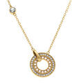 Colliers sur Artemare : Collier en acier dor&eacute; avec rondelle d'oxydes blancs et opales blanches imitation &agrave; l'int&eacute;rieur - 40+5cm