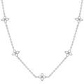 Collier en acier trois fleurs r&eacute;sine blanche, 40+5cm