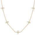 Collier en acier dor&eacute; trois fleurs en r&eacute;sine blanche, 40+5cm