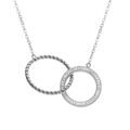 Collier en acier double cercle, un torsad&eacute; et l'autre en r&eacute;sine blanche et strass, 45cm Artemare