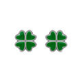 Boucles d'oreille tige en argent rhodié trèfle résine verte Boucles d'oreille sur Artemare : Boucles d'oreille tige en argent rhodié trèfle résine verte
